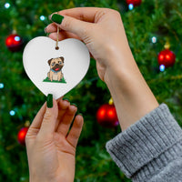 Pug Ceramic Ornaments, Circle, Heart, Oval, Star,