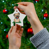 Pug Ceramic Ornaments, Circle, Heart, Oval, Star,