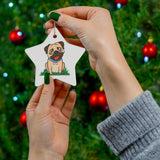 Pug Ceramic Ornaments, Circle, Heart, Oval, Star,