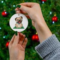 Pug Ceramic Ornaments, Circle, Heart, Oval, Star,