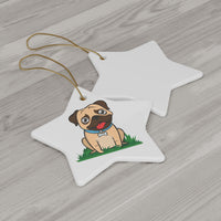 Pug Ceramic Ornaments, Circle, Heart, Oval, Star,