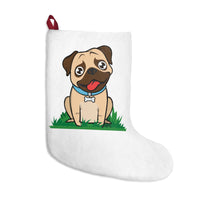 Pug Christmas Stocking, Polyester Fleece Stocking, 3" Twill Ribbon Hanging Loop, Made in USA, FREE Shipping!!