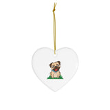 Pug Ceramic Ornaments, Circle, Heart, Oval, Star,