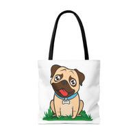 Pug Tote Bag, 3 Sizes, Pug Mom, Pug Dad, Dog Mom, Dog Dad, Dog Bag, Grocery Bag, School Bag, Teacher Bag, Beach Bag