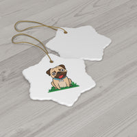 Pug Ceramic Ornaments, Circle, Heart, Oval, Star,