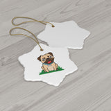 Pug Ceramic Ornaments, Circle, Heart, Oval, Star,