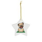 Pug Ceramic Ornaments, Circle, Heart, Oval, Star,