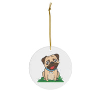 Pug Ceramic Ornaments, Circle, Heart, Oval, Star,