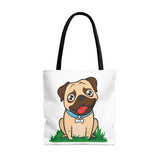 Pug Tote Bag, 3 Sizes, Pug Mom, Pug Dad, Dog Mom, Dog Dad, Dog Bag, Grocery Bag, School Bag, Teacher Bag, Beach Bag