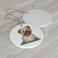 Pug Ceramic Ornaments, Circle, Heart, Oval, Star,