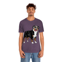 Australian Shepherd Unisex Jersey Short Sleeve Tee, XS-3XL, 14 Colors, Soft Cotton, Light Fabric, FREE Shipping, Made in USA!!