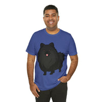 Black Pomeranian Unisex Jersey Short Sleeve Tee, S - 3XL, 16 Colors, Cotton, Light Fabric, FREE Shipping, Made in USA!!