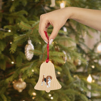 Beagle Wooden Ornaments, 6 Shapes, Solid Wood, Magnetic Back, Red Ribbon for Hanging, FREE Shipping, Made in the USA!!