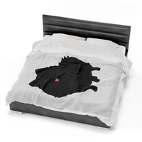 Black Pomeranian Velveteen Plush Blanket, 3 Sizes, Polyester, FREE Shipping, Made in USA!!