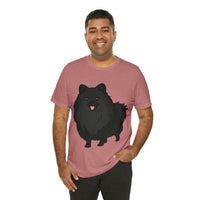 Black Pomeranian Unisex Jersey Short Sleeve Tee, S - 3XL, 16 Colors, Cotton, Light Fabric, FREE Shipping, Made in USA!!