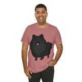 Black Pomeranian Unisex Jersey Short Sleeve Tee, S - 3XL, 16 Colors, Cotton, Light Fabric, FREE Shipping, Made in USA!!
