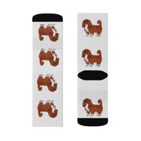 Ruby Cavalier King Charles Spaniel Sublimation Socks, 3 Sizes, Polyester/Spandex, FREE Shipping, Made in USA!!