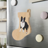 Border Collie Wooden Ornaments, Custom, Personalized, Magnetic Back, Red Ribbon, 6 Shapes, FREE Shipping, Made in the USA!!