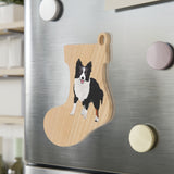 Border Collie Wooden Ornaments, Custom, Personalized, Magnetic Back, Red Ribbon, 6 Shapes, FREE Shipping, Made in the USA!!