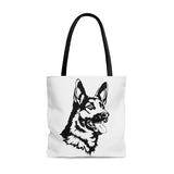 German Shepherd Tote Bag, 3 Sizes, Double Sided Print, Polyester, Boxed Corners, Black Lining, Cotton Handles, FREE Shipping, Made in USA!!