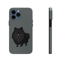 Black Pomeranian Tough Phone Cases, Case-Mate, iPhone, Impact Resistant, Glossy Finish, Wireless Charging, FREE Shipping, Made in USA!!