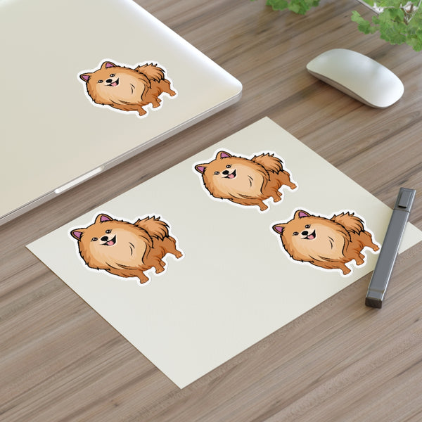 Pomeranian Sticker Sheets, 2 Image Sizes, 3 Image Surfaces, Water Resistant Vinyl, FREE Shipping, Made in USA!!