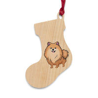 Pomeranian Wooden Ornaments, 6 Shapes, Solid Wood, Magnetic Back, Red Ribbon, FREE Shipping, Made in USA!!