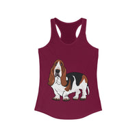 Basset Hound Women's Ideal Racerback Tank, XS - 2XL, 15 Colors, Cotton & Polyester, Free Shipping, Made In Usa!!