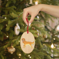 Golden Retriever Wooden Ornaments, 6 Shapes, Solid Wood, Magnetic Back, Comes with Red Ribbon, FREE Shipping, Made in USA!!