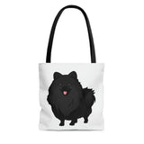 Black Pomeranian Tote Bag, 3 Sizes, Polyester, Boxed Corners, Cotton Handles, FREE Shipping, Made in USA!!