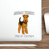 Airedale Terrier Die-Cut Stickers, Water Resistant Vinyl, 5 Sizes, Matte Finish, Indoory/Outdoor, FREE Shipping, Made in USA!!