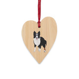 Border Collie Wooden Ornaments, Custom, Personalized, Magnetic Back, Red Ribbon, 6 Shapes, FREE Shipping, Made in the USA!!