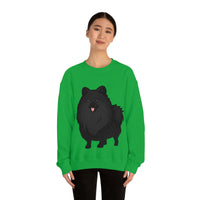 Black Pomeranian Unisex Heavy Blend™ Crewneck Sweatshirt, S - 3XL; 4 Colors; Cotton/Polyester; Medium Heavy Fabric; FREE Shipping; Made in USA!!