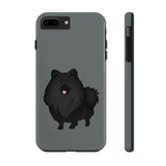 Black Pomeranian Tough Phone Cases, Case-Mate, iPhone, Impact Resistant, Glossy Finish, Wireless Charging, FREE Shipping, Made in USA!!