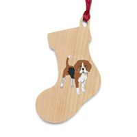 Beagle Wooden Ornaments, 6 Shapes, Solid Wood, Magnetic Back, Red Ribbon for Hanging, FREE Shipping, Made in the USA!!