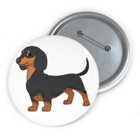 Dachshund Custom Pin Buttons, 3 Sizes, Metal, Lightweight, Safety Pin, FREE Shipping, Made in USA!!