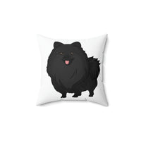 Black Pomeranian Spun Polyester Square Pillow, 3 Sizes, Polyester, Double Sided Print, Free Shipping, Made in USA!!