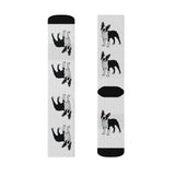 Boston Terrier Sublimation Socks, 3 Sizes, Polyester/Spandex, FREE Shipping, Made in USA!!