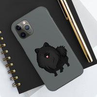 Black Pomeranian Tough Phone Cases, Case-Mate, iPhone, Impact Resistant, Glossy Finish, Wireless Charging, FREE Shipping, Made in USA!!