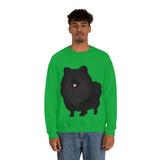 Black Pomeranian Unisex Heavy Blend™ Crewneck Sweatshirt, S - 3XL; 4 Colors; Cotton/Polyester; Medium Heavy Fabric; FREE Shipping; Made in USA!!