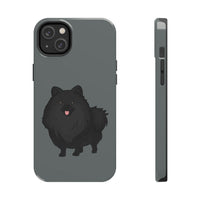 Black Pomeranian Tough Phone Cases, Case-Mate, iPhone, Impact Resistant, Glossy Finish, Wireless Charging, FREE Shipping, Made in USA!!