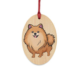 Pomeranian Wooden Ornaments, 6 Shapes, Solid Wood, Magnetic Back, Red Ribbon, FREE Shipping, Made in USA!!