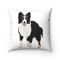 Border Collie Spun Polyester Square Pillow, 4 Sizes, 100% Polyester, Hidden Zipper, Made in USA, FREE Shipping!!