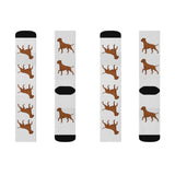 Rhodesian Ridgeback Sublimation Socks, 3 Sizes, Polyester/Spandex, Cushioned Bottoms, FREE Shipping, Made in USA!!