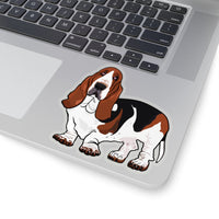 Basset Hound Kiss-Cut Stickers, 4 Sizes, White or Transparent, FREE Shipping, Made in USA!!