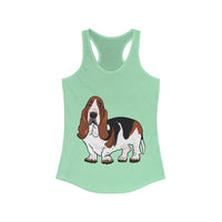 Basset Hound Women's Ideal Racerback Tank, XS - 2XL, 15 Colors, Cotton & Polyester, Free Shipping, Made In Usa!!