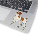 Brittany Dog Kiss-Cut Stickers, 4 Sizes, White or Transparent Background