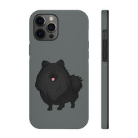 Black Pomeranian Tough Phone Cases, Case-Mate, iPhone, Impact Resistant, Glossy Finish, Wireless Charging, FREE Shipping, Made in USA!!