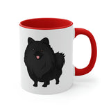 Black Pomeranian Accent Coffee Mug, 11oz, 5 Accent Colors, C-Handle, FREE Shipping, Made in USA!!