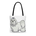 Maltese Tote Bag, 3 Sizes, Polyester, Boxed Corners, Black Cotton Handles, FREE Shipping, Made in USA!!